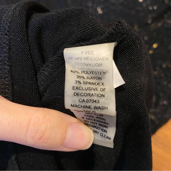 Sparkly Flutter Sleeve Top, Black Sequins, Deep Scoop Neck Blouse - Picture 8 of 8